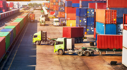 freight containers and trucks
